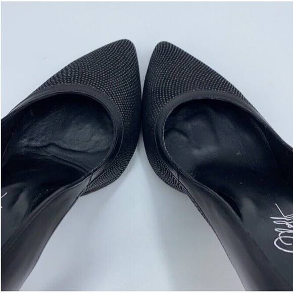 Joan Oloff Heels Black Luxury Textured Leather Pointy Toe Orthopedic Career 8 - Picture 7 of 15
